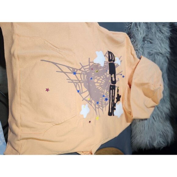 Men's Sp5der worldwide PULL OVER Hoodie - LARGE - light orange - Picture 2 of 6